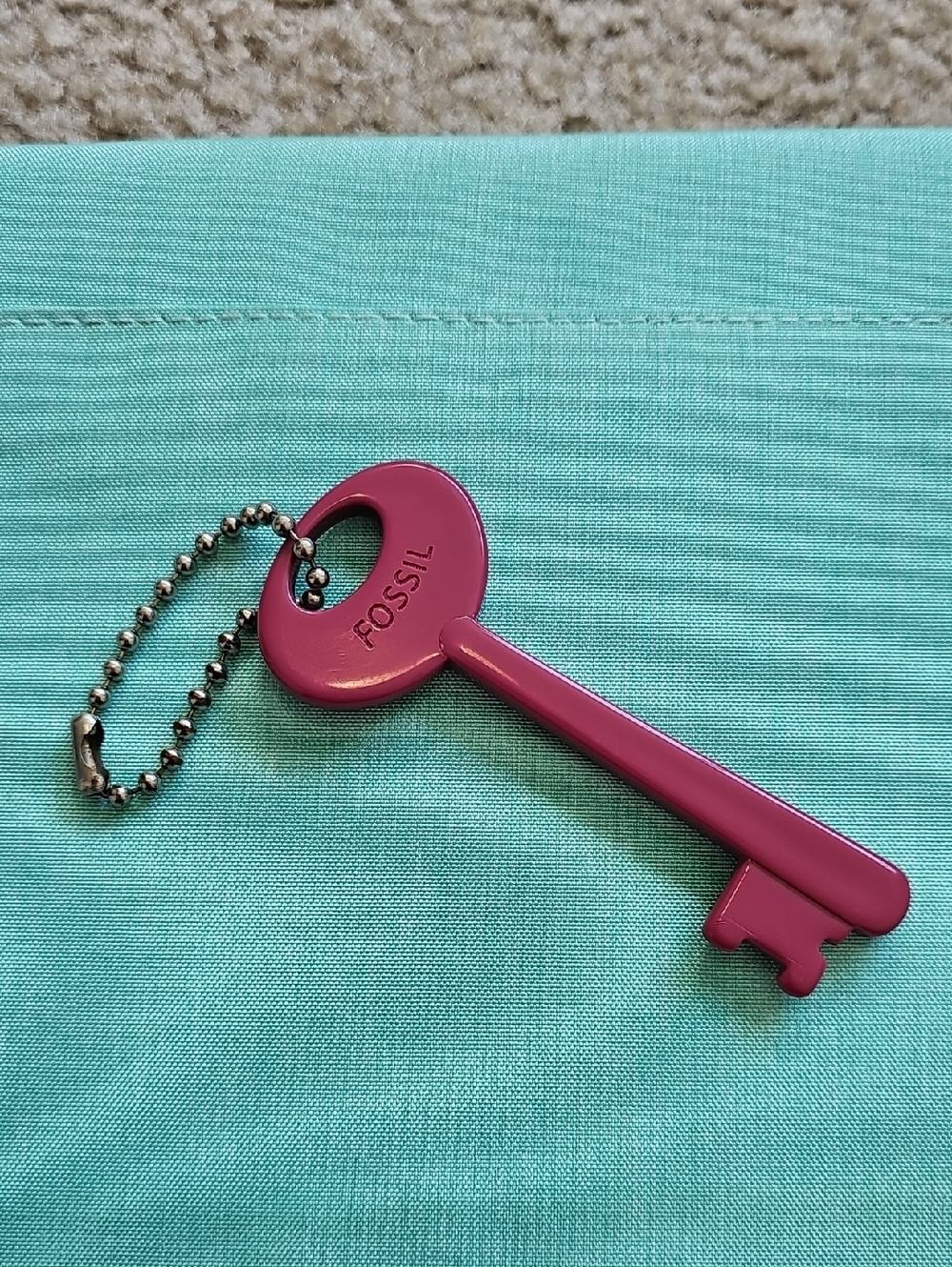 Vintage Large Pink Key Charm Purse Keychain Accessory T34
